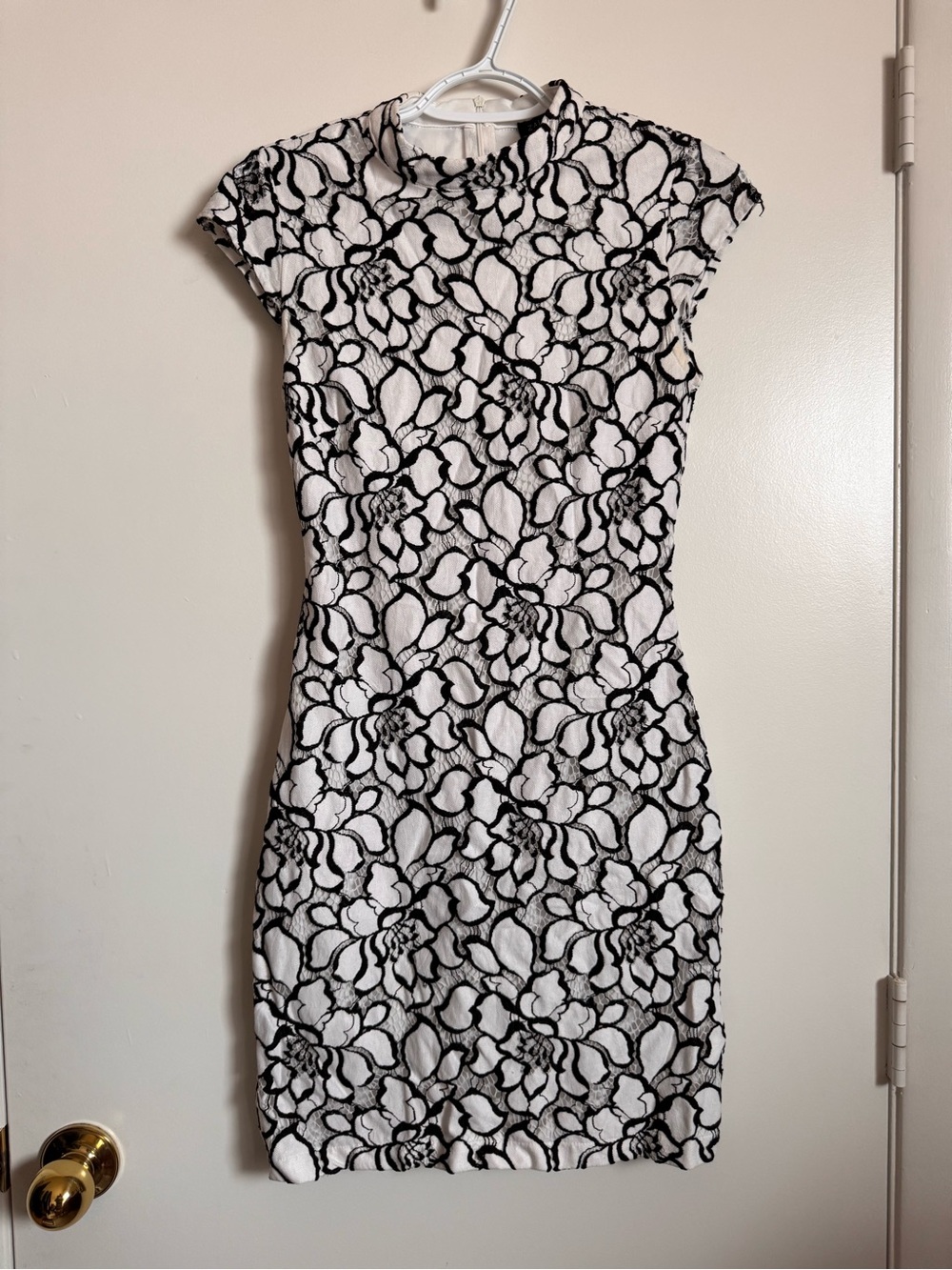 Black & White Floral Lace Mini Dress